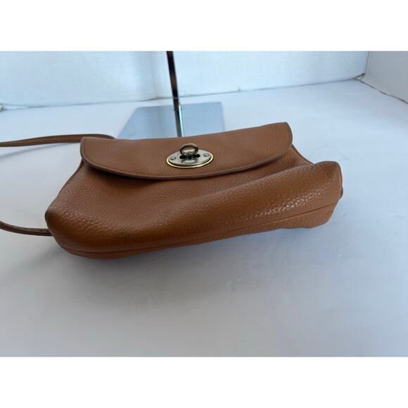 Fossil Camel Pebble Leather Monica Turnlock Crossbody Clutch Bag Purse - Picture 9 of 10